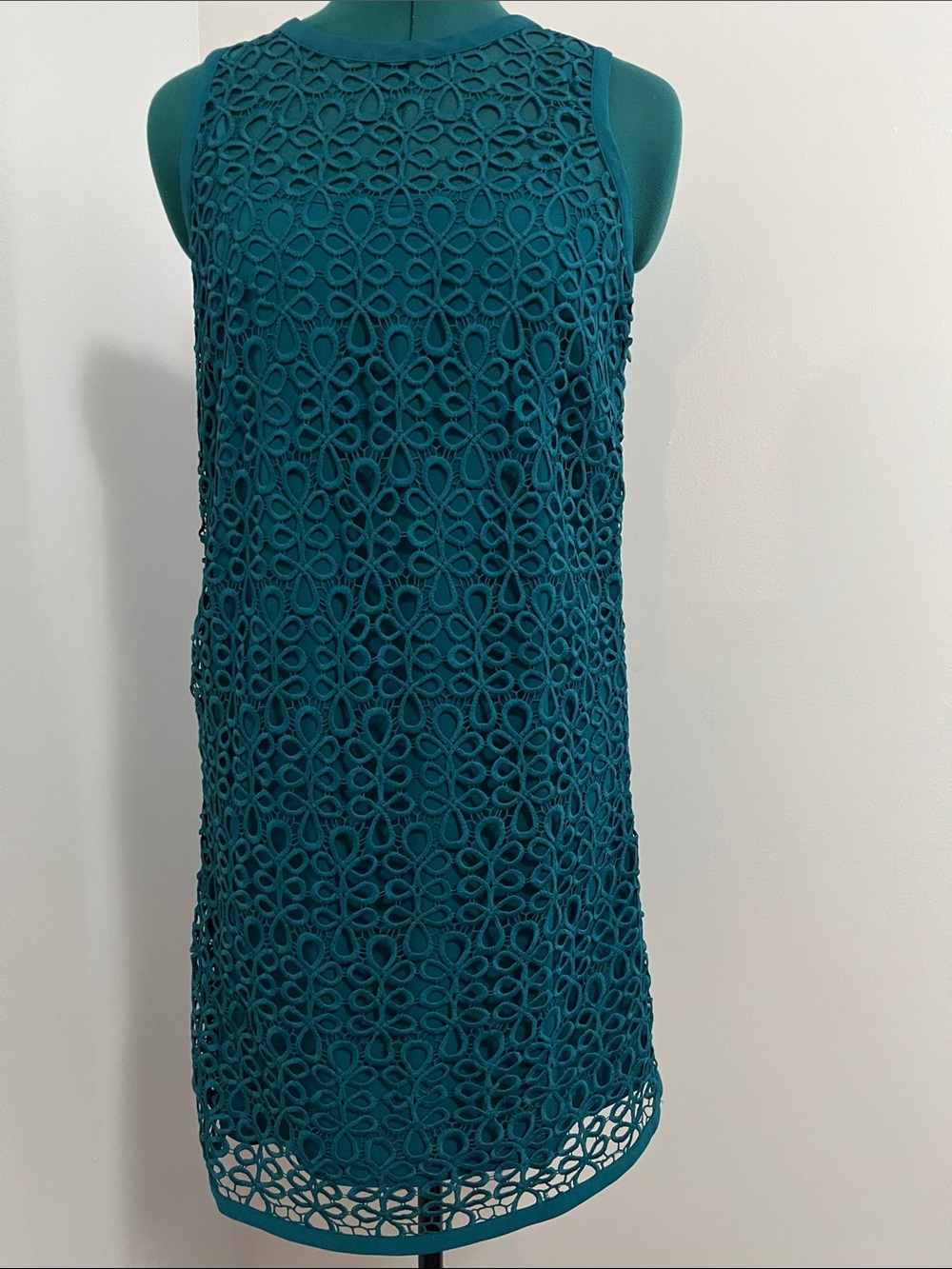 LOFT Teal Crochet Sleeveless Mini Dress